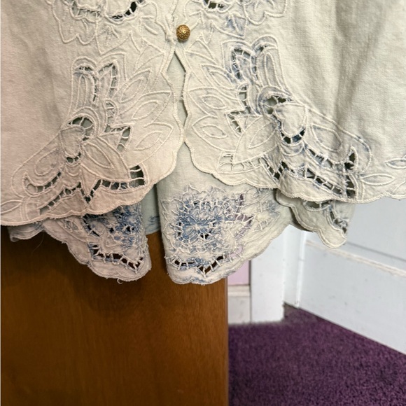 Free People Embroidered denim Blue Women's Top - Picture 5 of 5